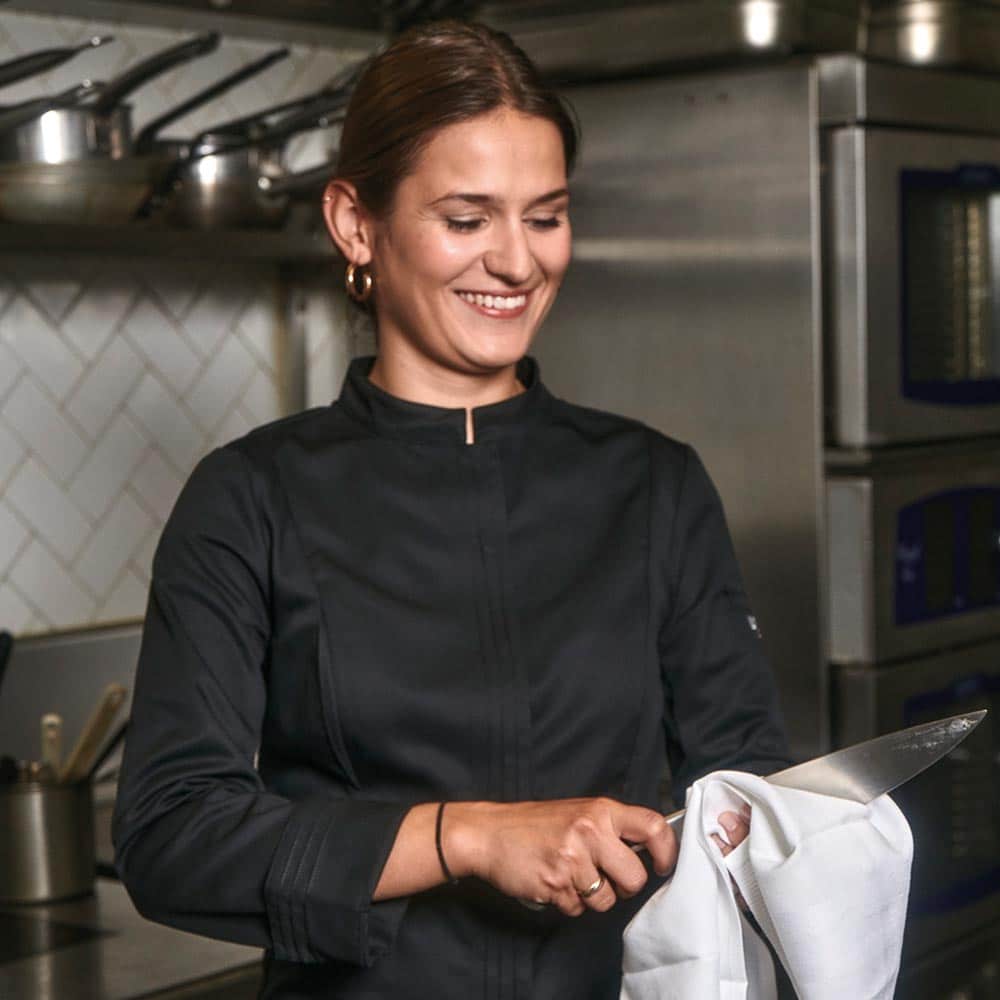 CRISTAL Chaqueta de chef de manga larga para mujeres