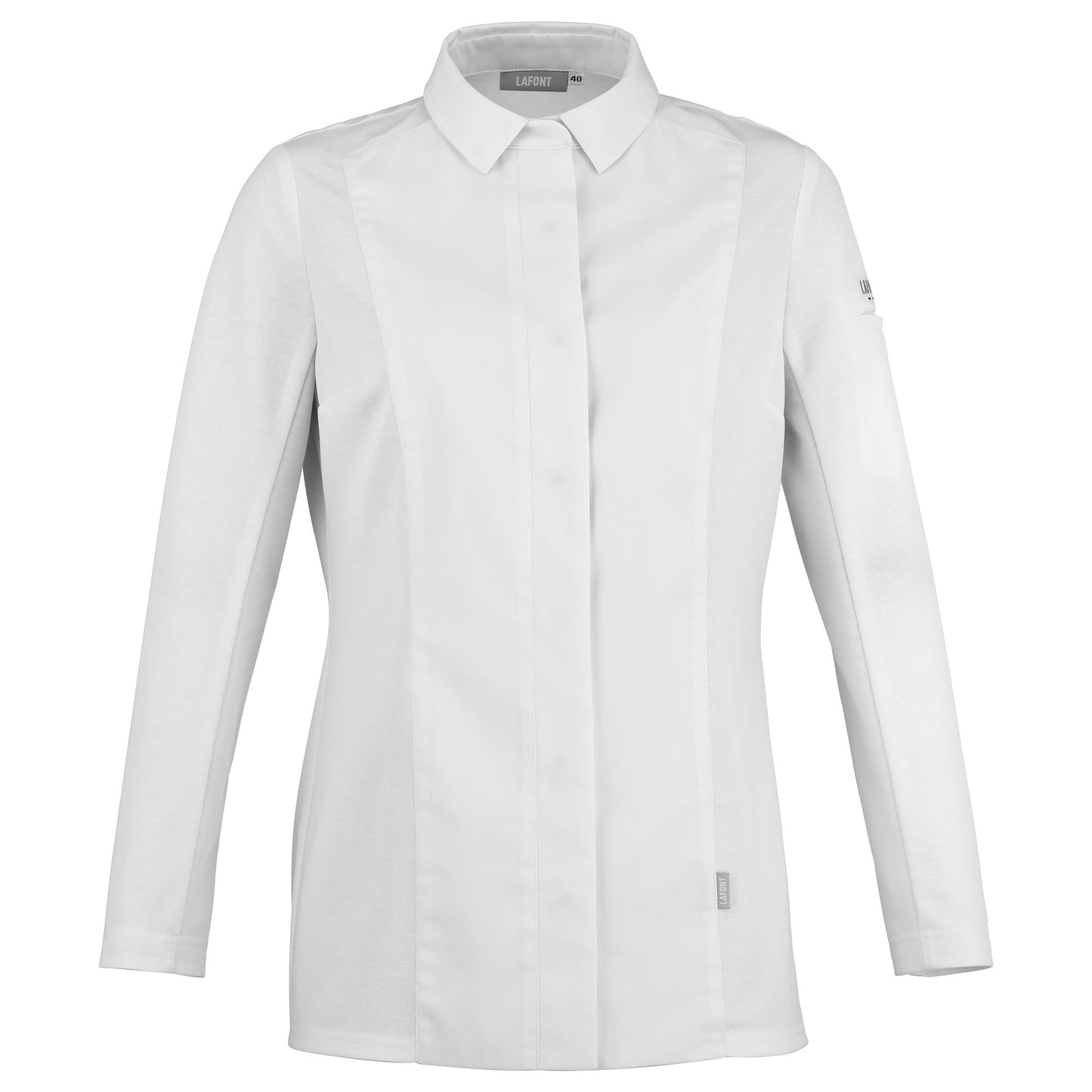 CHIVES2 women's long sleeve chef jacket in white by Lafont