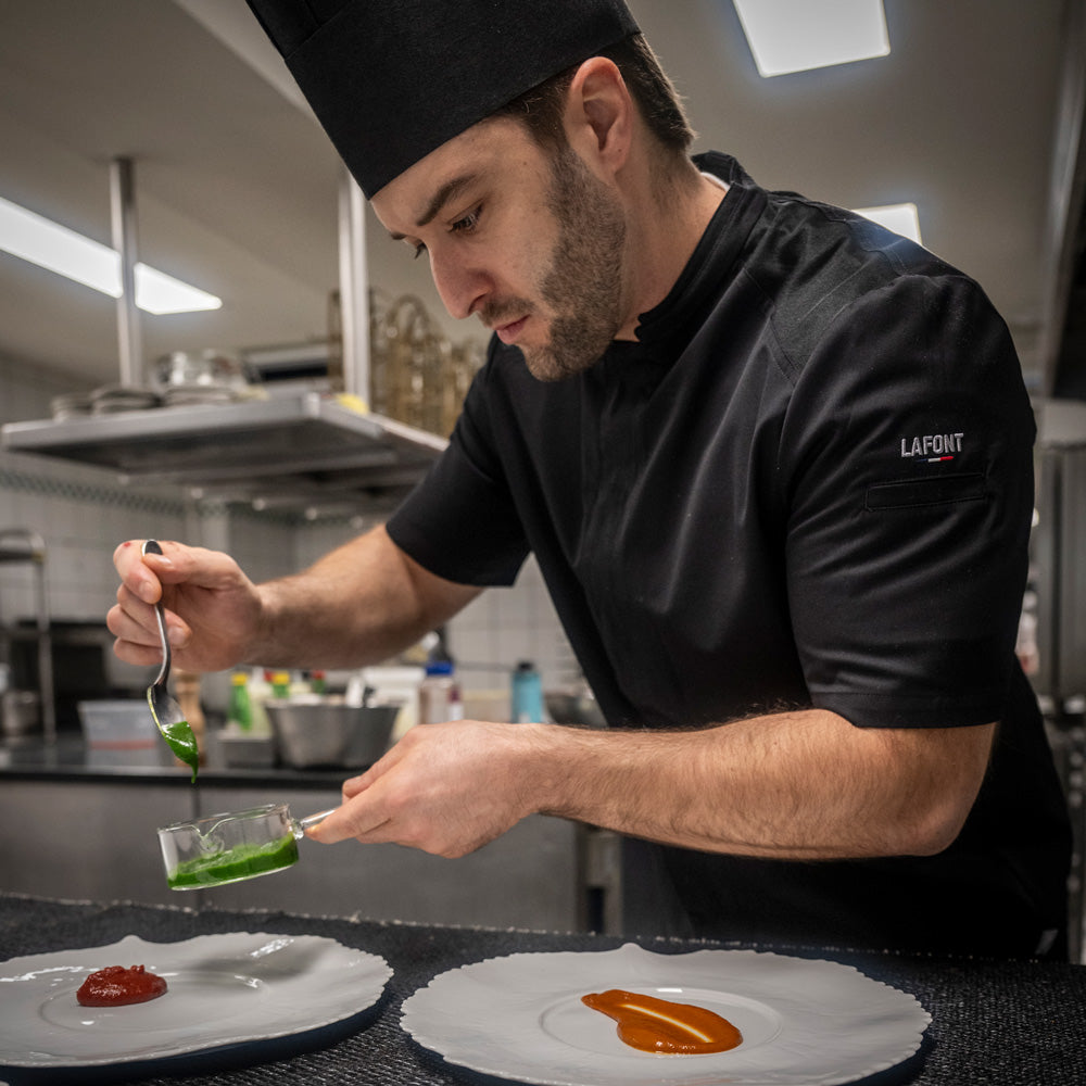 MARJORAM Chaqueta de Chef de Manga Corta para Hombre